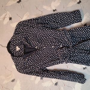 J. Crew Navy Blue Flower Print Button Down Dress